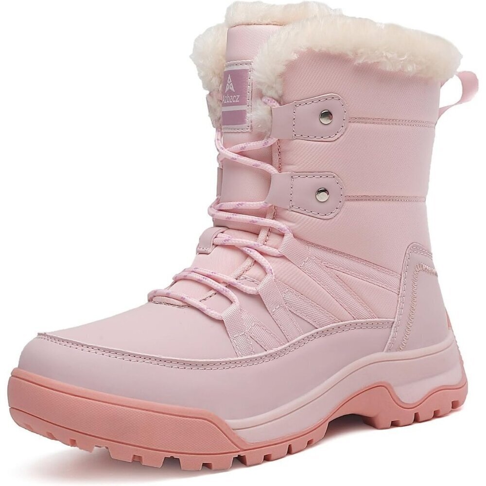 Women Anti Slip Snow Boots Fur Lined Warm Comfortable Pink Winter Shoes USA Pro - Picture 7 of 7